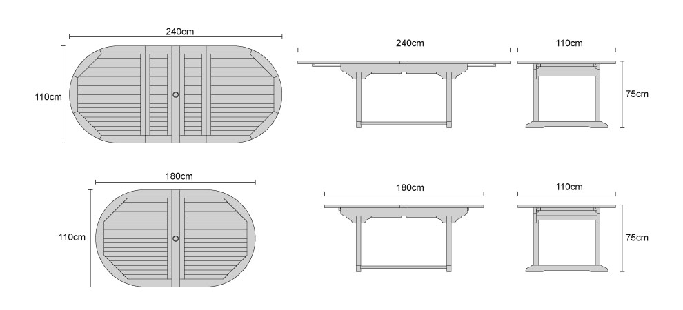 Brompton Extending Double-Leaf Table - DImensions